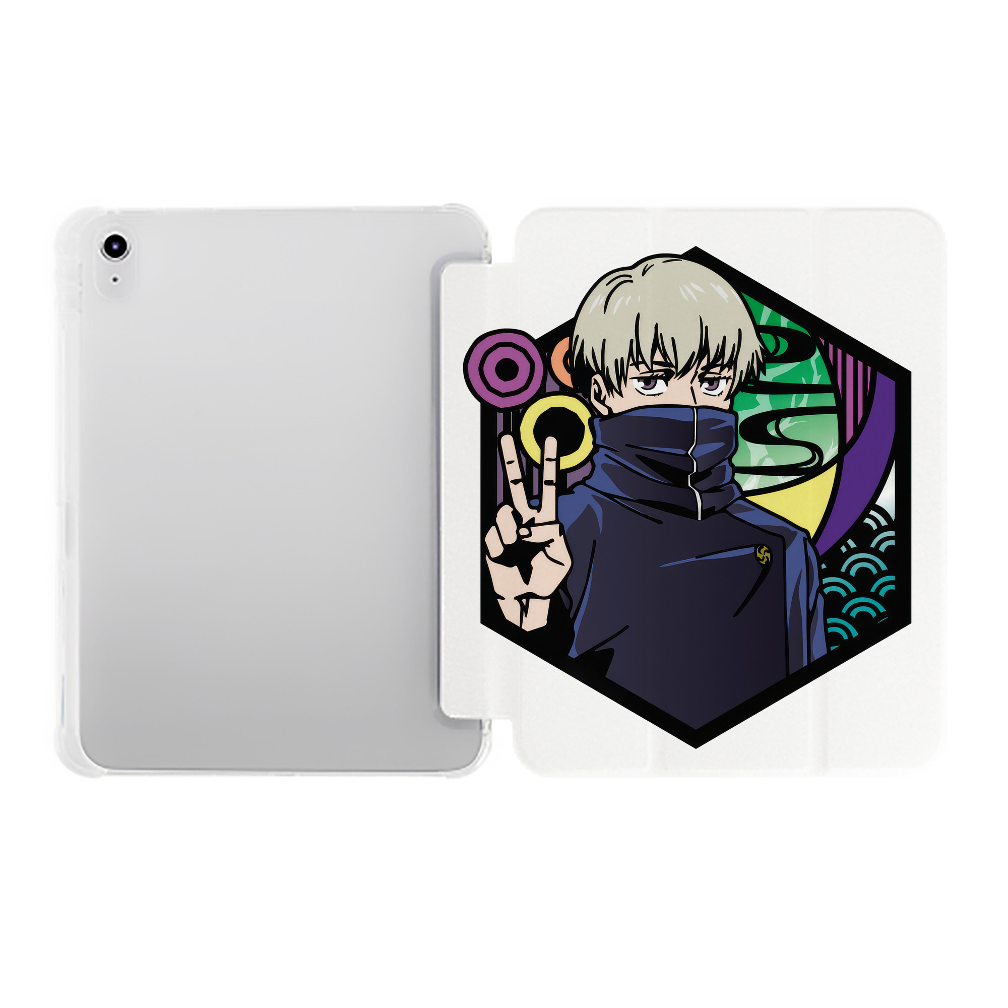 （画像用） 呪術廻戦 Jujutsu Kaisen IPad ケース ペン収納付き 三つ折りスタンド PUレザー×シリコン 対応機種9.5/10.5/10.9インチ